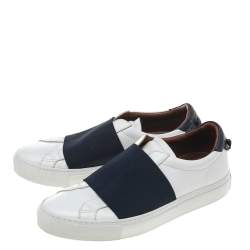 Givenchy White/Blue Leather And Elastic Band Urban Street Slip On Sneakers Size 39
