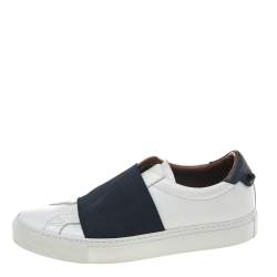 Givenchy White/Blue Leather And Elastic Band Urban Street Slip On Sneakers Size 39