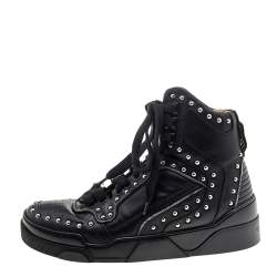 Givenchy Black Studded Leather Tyson High Top Sneakers Size 40