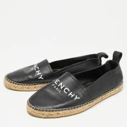 Givenchy Black Logo Leather Slip On Espadrille Flats Size 40