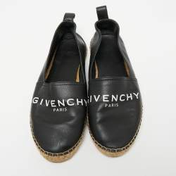 Givenchy Black Logo Leather Slip On Espadrille Flats Size 40