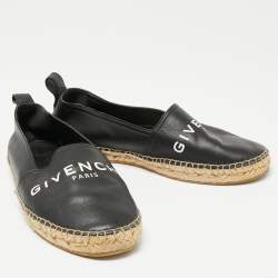 Givenchy Black Logo Leather Slip On Espadrille Flats Size 40