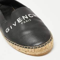 Givenchy Black Logo Leather Slip On Espadrille Flats Size 40