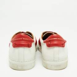 Givenchy White/Red Leather and Elastic Band Urban Street Slip-On Sneakers Size 44