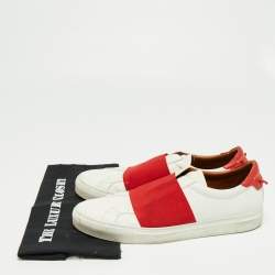 Givenchy White/Red Leather and Elastic Band Urban Street Slip-On Sneakers Size 44