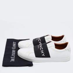Givenchy White/Blue Leather And Elastic Band Urban Street Slip On Sneakers Size 43