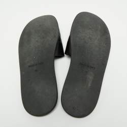 Givenchy Black Leather Star Embossed Flat Slide Sandals Size 41