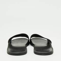 Givenchy Black Leather Star Embossed Flat Slide Sandals Size 41