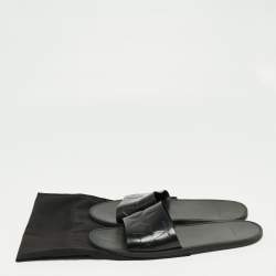 Givenchy Black Leather Star Embossed Flat Slide Sandals Size 41