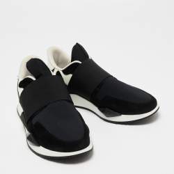Givenchy Black/White Suede and Nylon Runner Elastic Slip On Sneakers  Size 40 