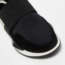 Givenchy Black/White Suede and Nylon Runner Elastic Slip On Sneakers  Size 40 