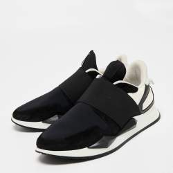 Givenchy Black/White Suede and Nylon Runner Elastic Slip On Sneakers  Size 40 