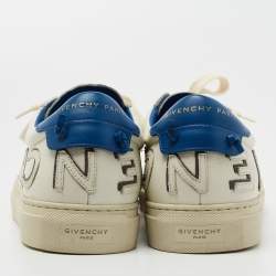 Givenchy White/Blue Leather Reverse Letter Low Top Sneakers Size 41