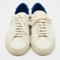 Givenchy White/Blue Leather Reverse Letter Low Top Sneakers Size 41
