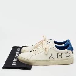 Givenchy White/Blue Leather Reverse Letter Low Top Sneakers Size 41