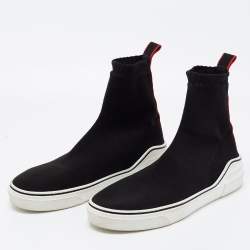 Pre Owned Givenchy Black Knit Fabric George V High Top Sneakers Size 43