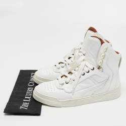 Givenchy White Leather Tyson Star Studded High Top Sneakers Size 37.5