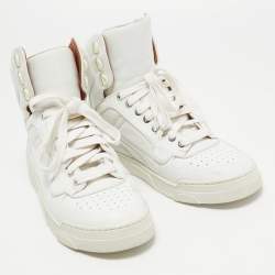 Givenchy White Leather Tyson Star Studded High Top Sneakers Size 37.5