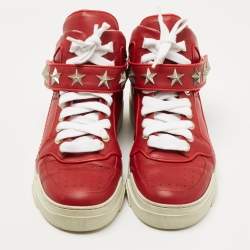 Givenchy Red Leather Tyson Star High Top Sneakers Size 43