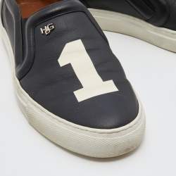 Givenchy Black Leather Pervert 17 Print Slip On Sneakers Size 38