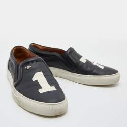 Givenchy Black Leather Pervert 17 Print Slip On Sneakers Size 38