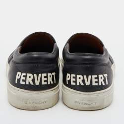 Givenchy Black Leather Pervert 17 Print Slip On Sneakers Size 38
