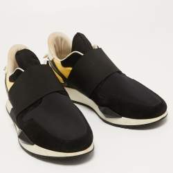 Givenchy Black/Light Yellow Leather, Neoprene and Suede Runner Elastic Sneakers Size 40