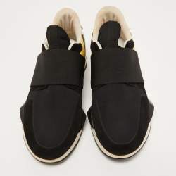 Givenchy Black/Light Yellow Leather, Neoprene and Suede Runner Elastic Sneakers Size 40