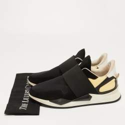 Givenchy Black/Light Yellow Leather, Neoprene and Suede Runner Elastic Sneakers Size 40