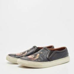 Givenchy Navy Blue Leather Rottweiler Slip On Sneakers Size 45