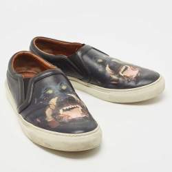 Givenchy Navy Blue Leather Rottweiler Slip On Sneakers Size 45