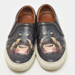 Givenchy Navy Blue Leather Rottweiler Slip On Sneakers Size 45