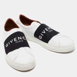 Givenchy White/Black Leather And Elastic Band Urban Street Slip On Sneakers Size 44
