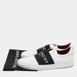 Givenchy White/Black Leather And Elastic Band Urban Street Slip On Sneakers Size 44