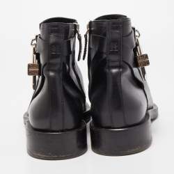 Givenchy Black Leather Padlock Ankle Boots Size 44