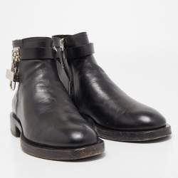 Givenchy Black Leather Padlock Ankle Boots Size 44