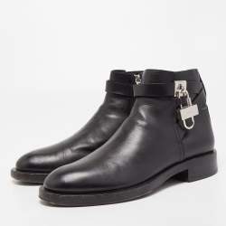 Givenchy Black Leather Padlock Ankle Boots Size 44