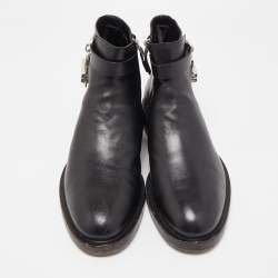 Givenchy Black Leather Padlock Ankle Boots Size 44