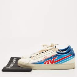 Givenchy White/Blue Leather Low Top Sneakers Size 44