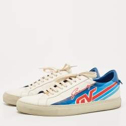 Givenchy White/Blue Leather Low Top Sneakers Size 44
