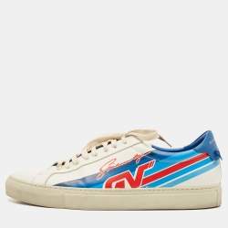Givenchy White/Blue Leather Low Top Sneakers Size 44