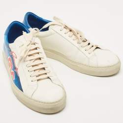 Givenchy White/Blue Leather Low Top Sneakers Size 44