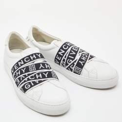 Givenchy White Leather and Stretch Band Urban Street Slip On Sneakers Size 42