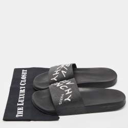 Givenchy Black Coated Canvas Embroidered Logo Slides Size 43