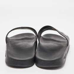 Givenchy Black Coated Canvas Embroidered Logo Slides Size 43