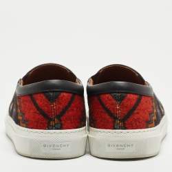 Givenchy Black/Orange Printed Felt and Leather Skate Sneakers Size 40
