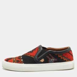 Givenchy Black/Orange Printed Felt and Leather Skate Sneakers Size 40