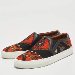 Givenchy Black/Orange Printed Felt and Leather Skate Sneakers Size 40