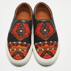 Givenchy Black/Orange Printed Felt and Leather Skate Sneakers Size 40