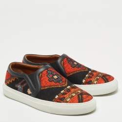 Givenchy Black/Orange Printed Felt and Leather Skate Sneakers Size 40